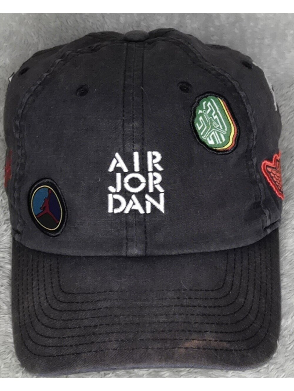 Nike Jordan Heritage 86 H86 Sticker Cap Black Strapback Hat Flight 23 Patches